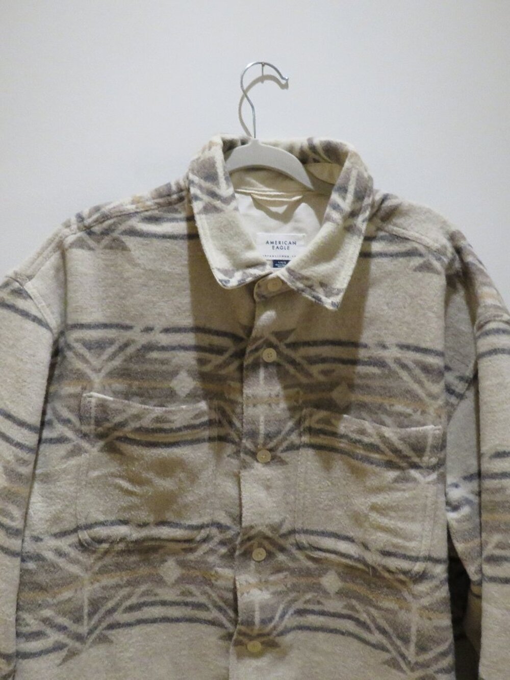 AMERICAN EAGLE Aztec Southwestern Shirt Shacket Jacket Cocoa Cream Large Outdoor - Picture 4 of 15